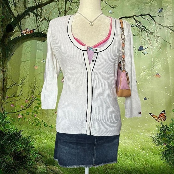Vintage Tommy Hilfiger Babydoll 3/4 Sleeve Sweater Size L - Picture 2 of 8